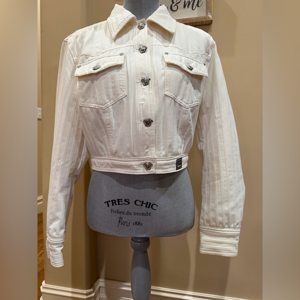 Versace Jeans Couture Collection Cream Cropped Jacket